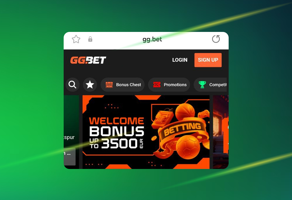 Step 1 of downloading the GGbet APK on Android — main page view.