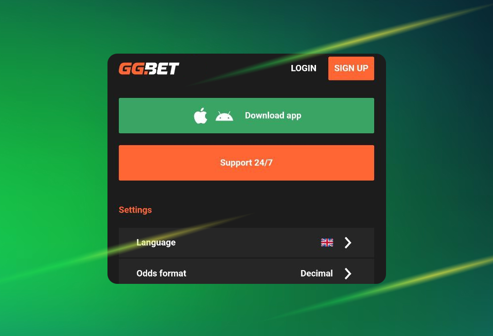 GGbet APK download step 2 — Mobile Apps section in the website menu.