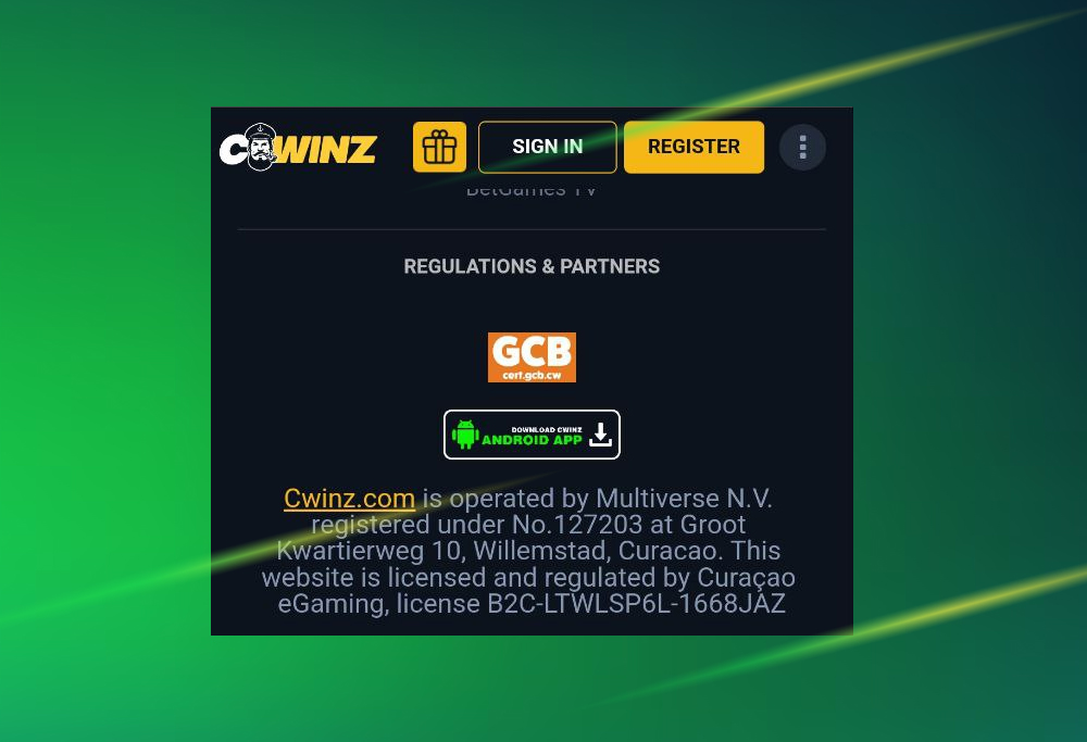 Application section on the Cwinz website