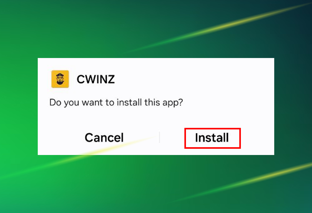 Confirming installation of the Cwinz app on android