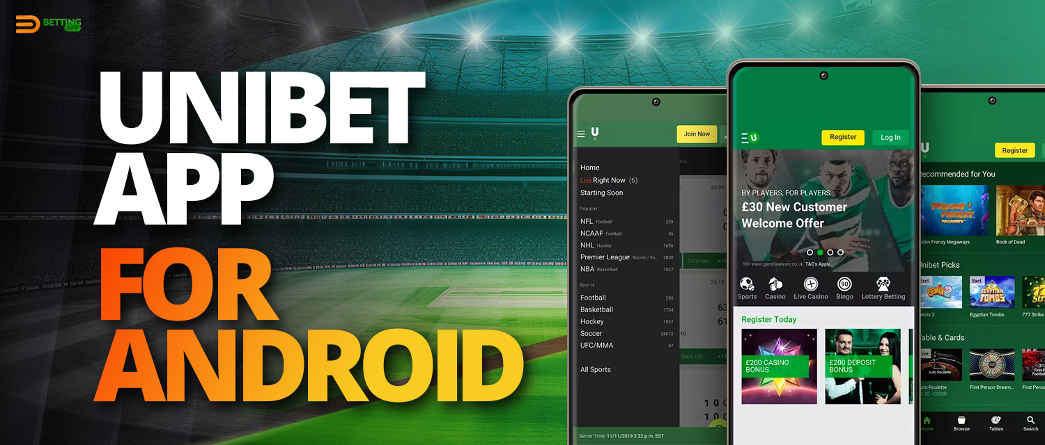 Unibet online bookmaker mobile app for Android