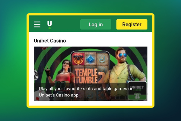 Step 1 of downloading the Unibet APK shows the official website opened in a mobile browser.