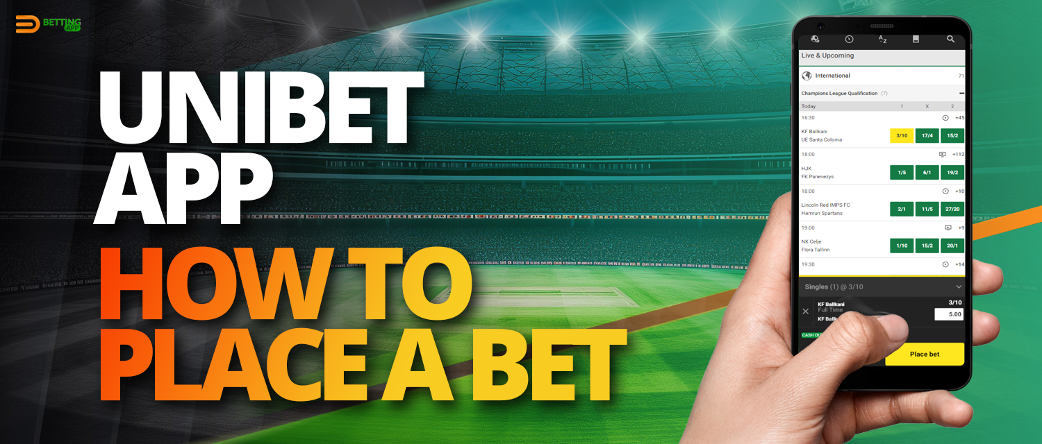 Sports betting instructions on Unibet app
