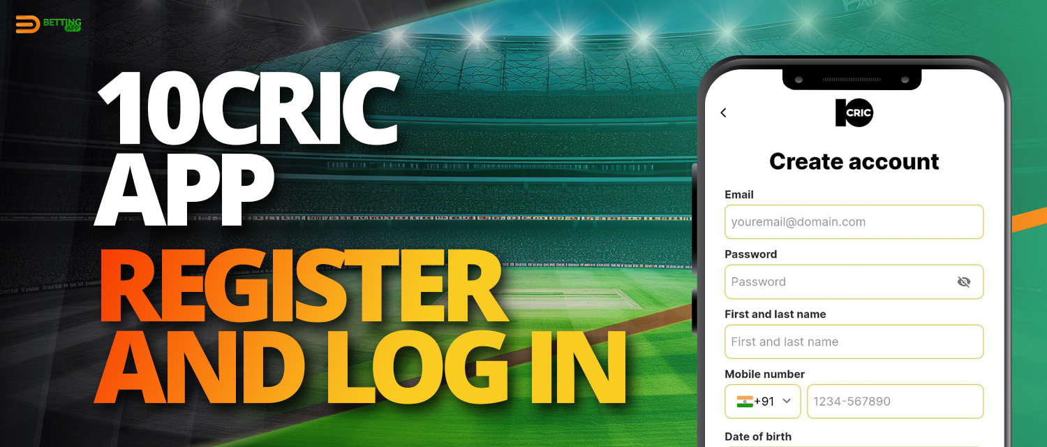 Register a new account in 10cric mobile app