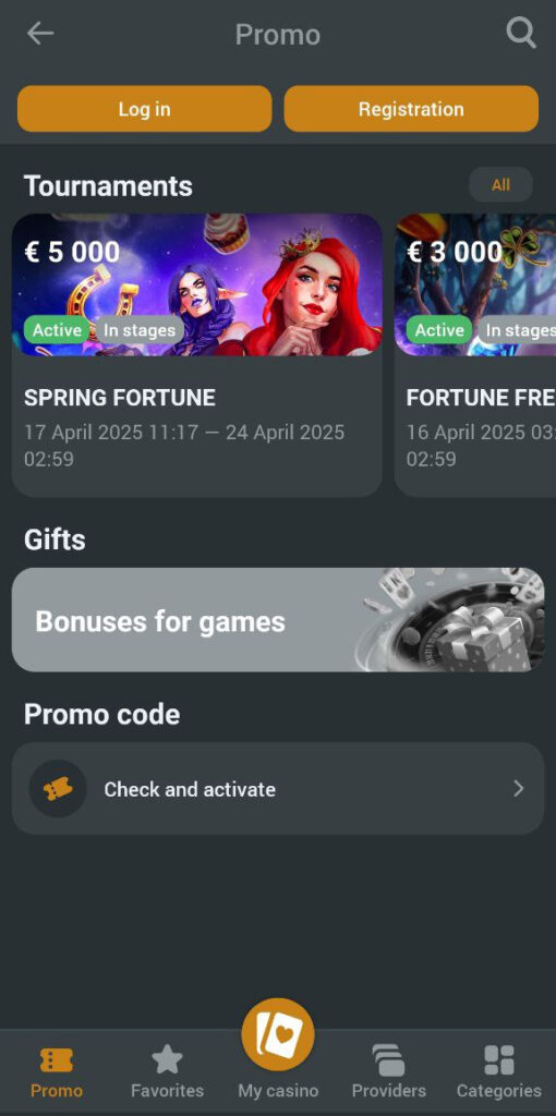 Bonus section in the Melbet app