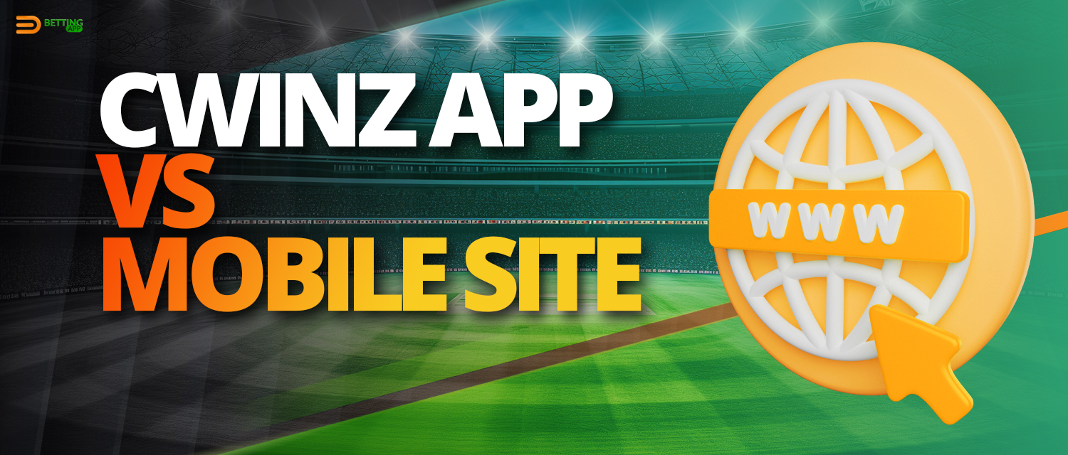Cwinz mobile app and mobile version of the bookmaker's website