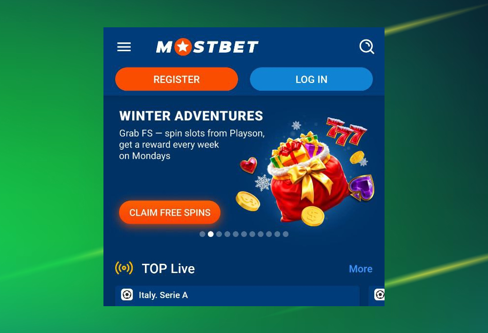 Mostbet APK free download screen for Android