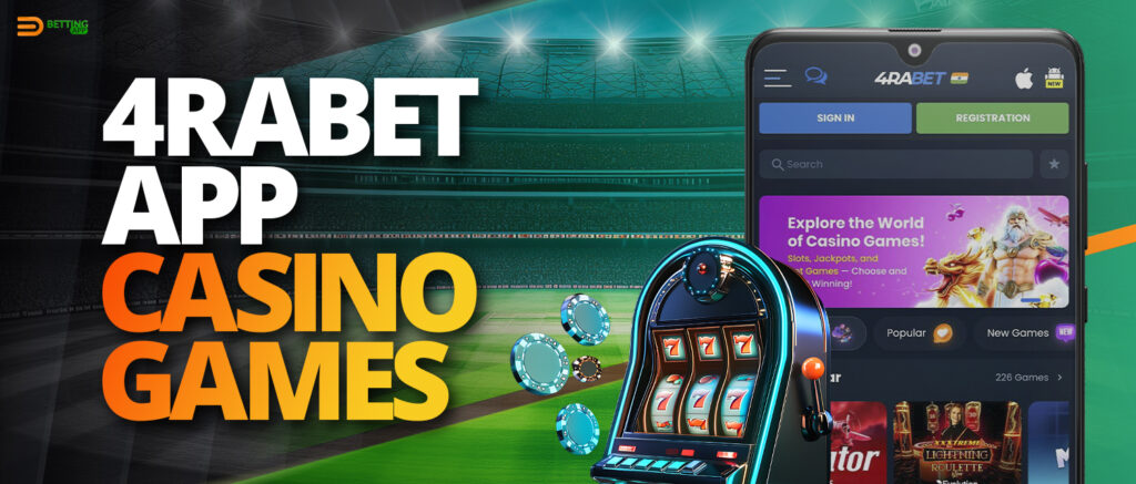 Casino games available on 4rabet mobile app