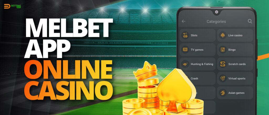 Casino section in Melbet India app