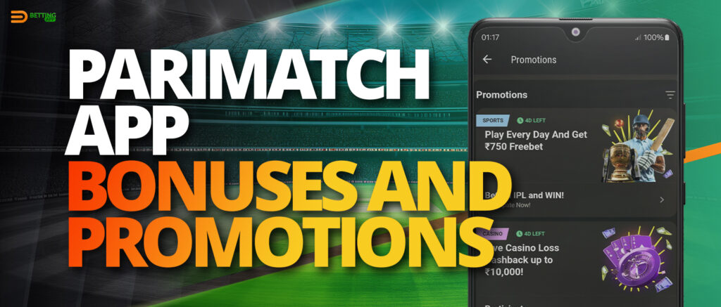 Welcome and other bonuses available in the Parimatch app