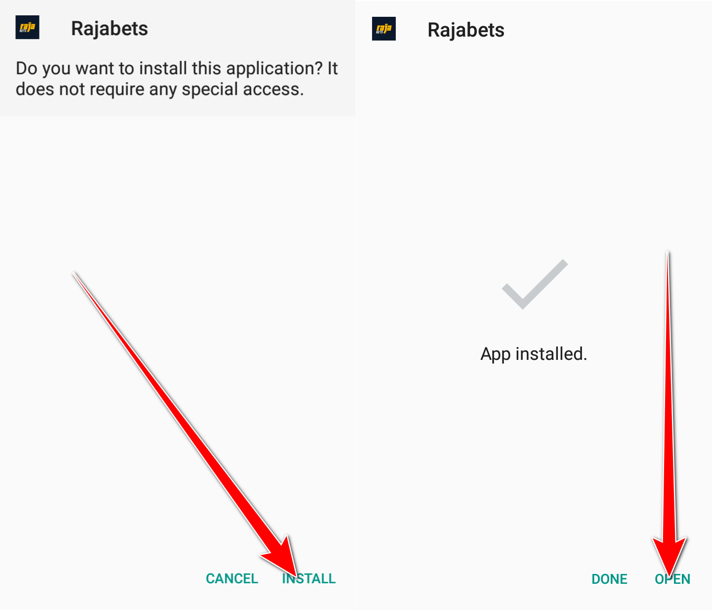 rajabets install instruction