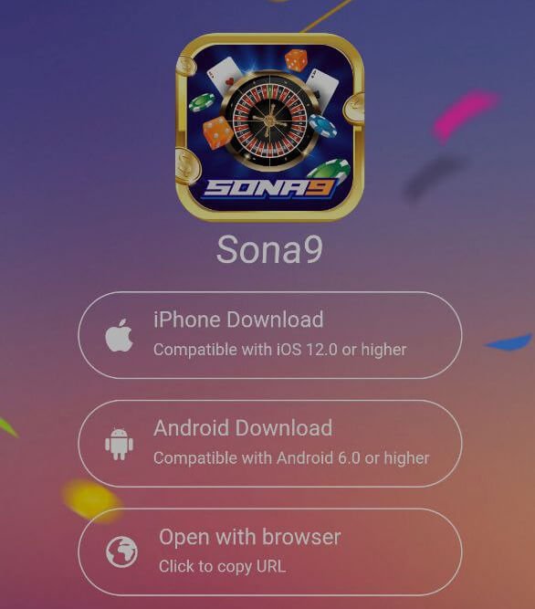 Sona9 mobile app download screen.
