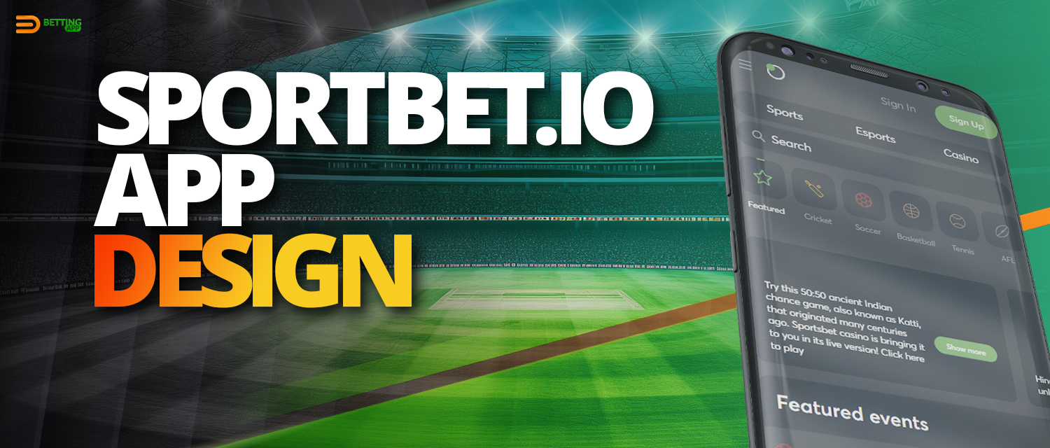 Design features of the Sportbet.io mobile betting app